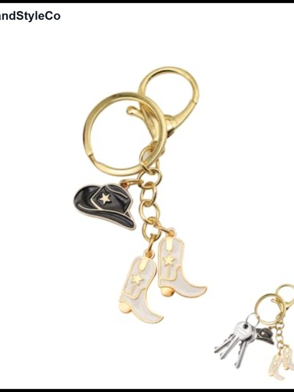 Western Cowgirl Boot Hat Keychain Country Cowboy Key Chain Car Charm Keyring